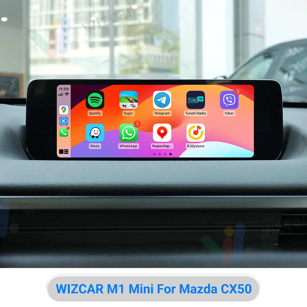 For MAZDA CX50 CX5 CX30 WIZCAR M1 Mini | Wireless Android Auto Google Waze Maps Spotify Music Navigation For Android Phone Use