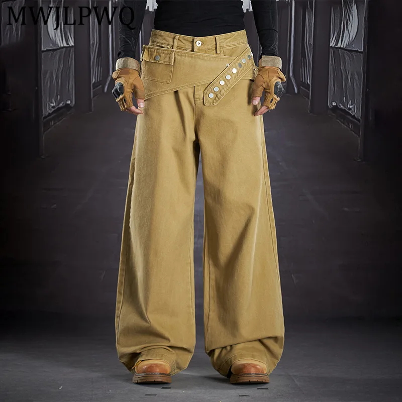 

Мужские брюки-карго MWJLPWQ из хлопка с отстегивающимся карманом, в американском стиле, повседневные, уличные, свободные, с широкими штанинами, модель 13025