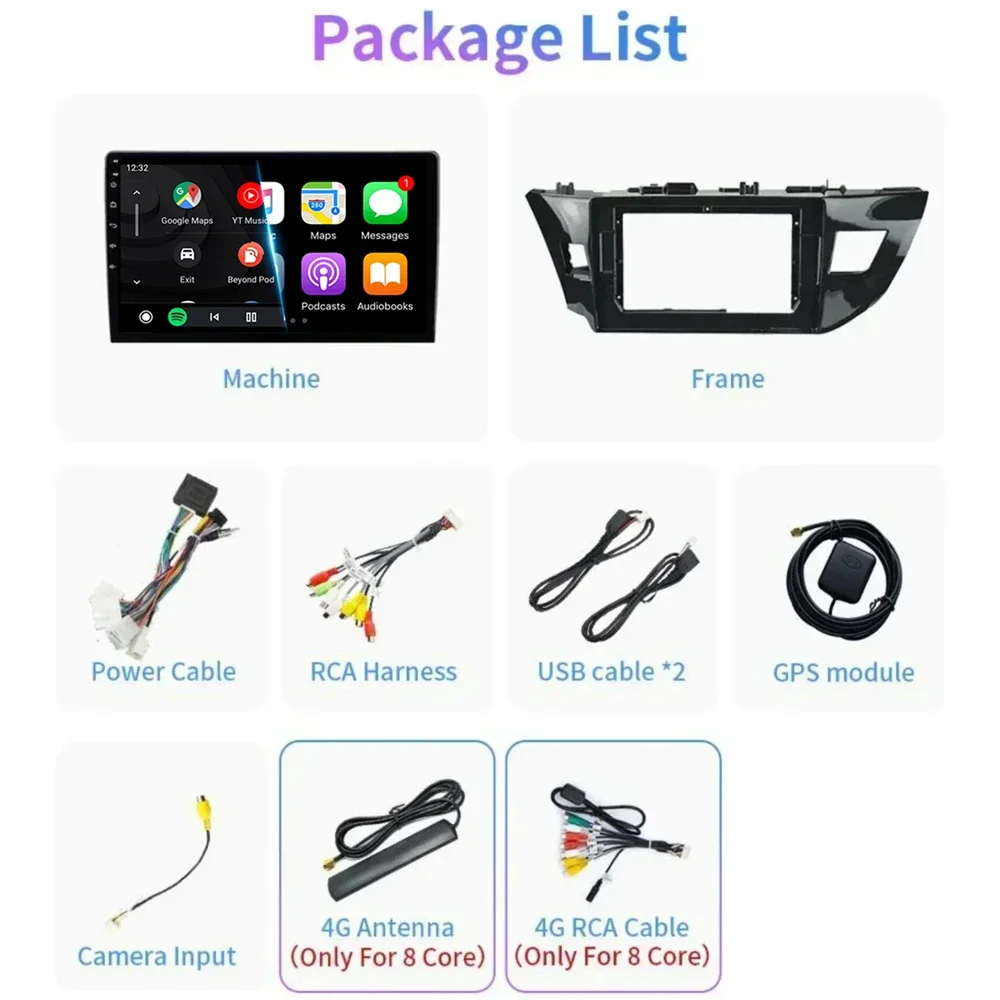 Android 16 2 Din Car Radio for Toyota Corolla Ralink 2014 - 2016 Multimedia Video Player Navigation MP5 Stereo Carplay Head Unit