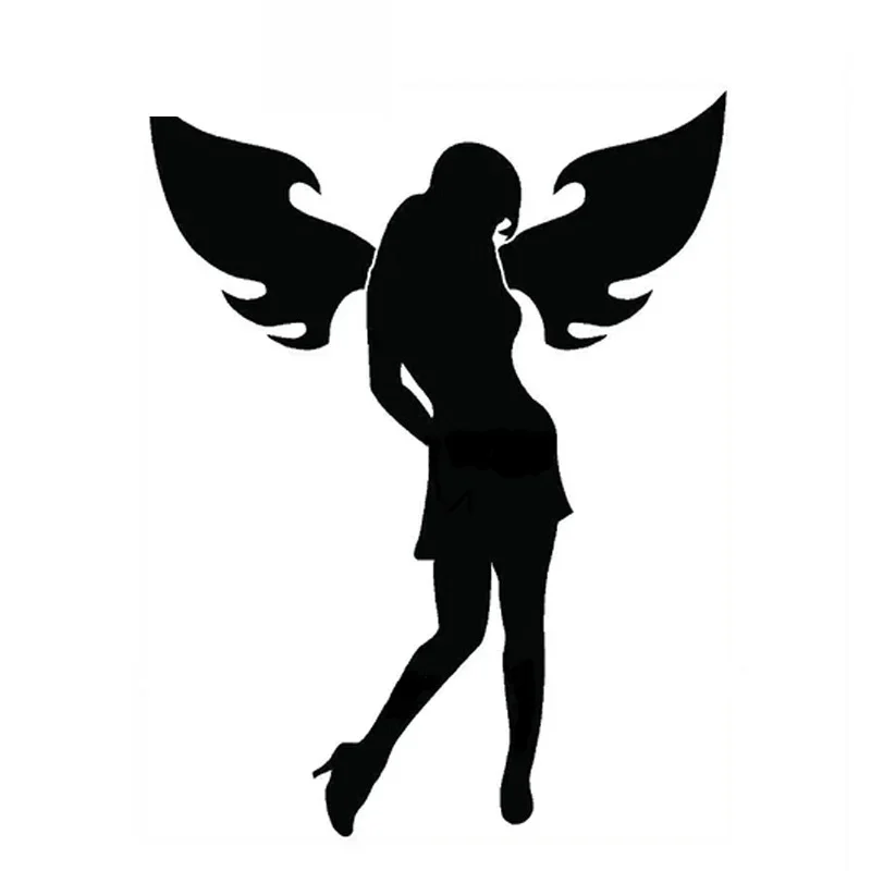 Sexy Girl Angel Wings Car Sticker Fashion Car Window Decoration Personality PVC Waterproof Decal Black/White, 18cm*14cm