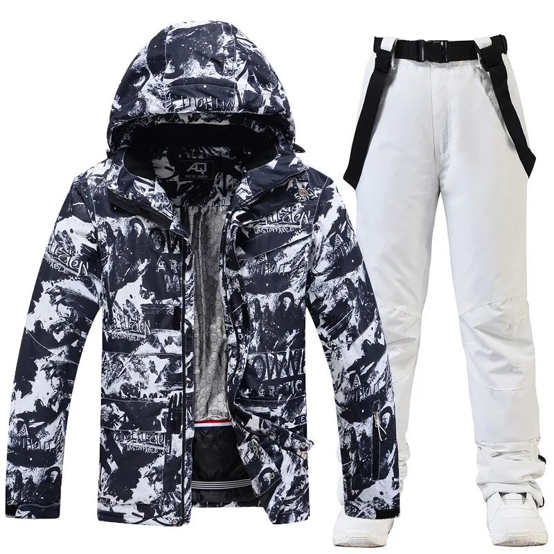 2022 New Fashion Snowboard Suit Men Wear -30 Warm Skiing Clothing Sets 10k Waterproof Outdoor Winter Costume Snow Jacket Male