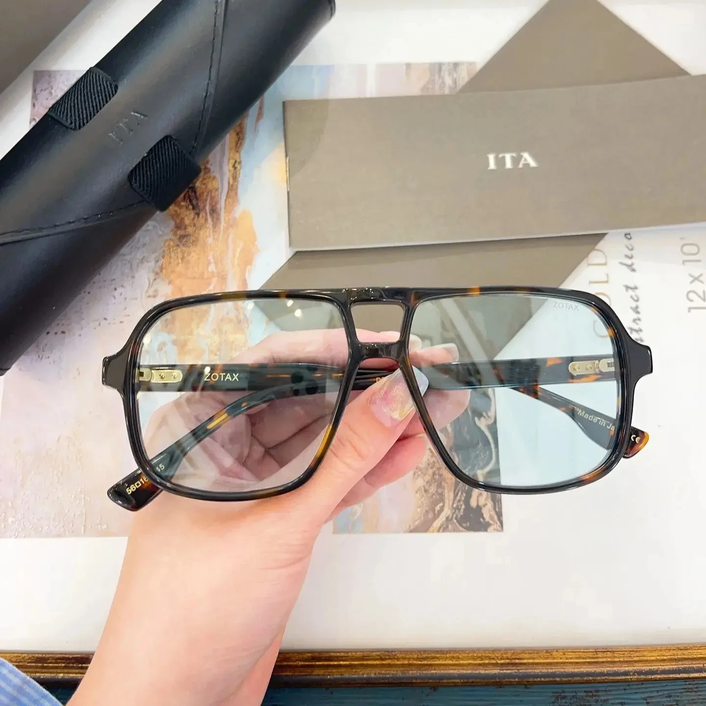 

New Arrival LUXURYDITA ZOTAX DTX718 Square Tortoise Acetate Frame Men Eyewear Trend Vintage Formal Business Women Sunglasses