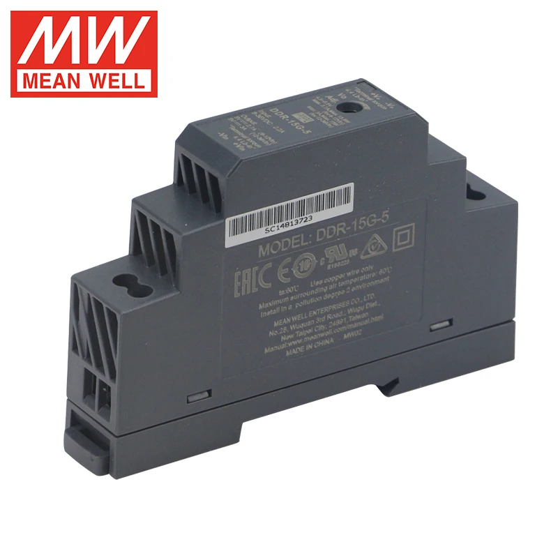 MEAN WELL DDR-15 Series 3.3V 5V 12V 15V 24V meanwell 15W 9~36V 18~75V Input Din Rail Type DC-DC Converter