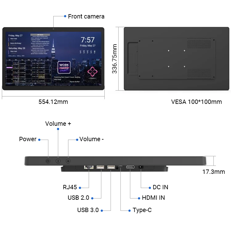 Calendario digitale professionale da parete da 24 pollici RK3588S2 Tablet touch Android con schermo interattivo 5.3