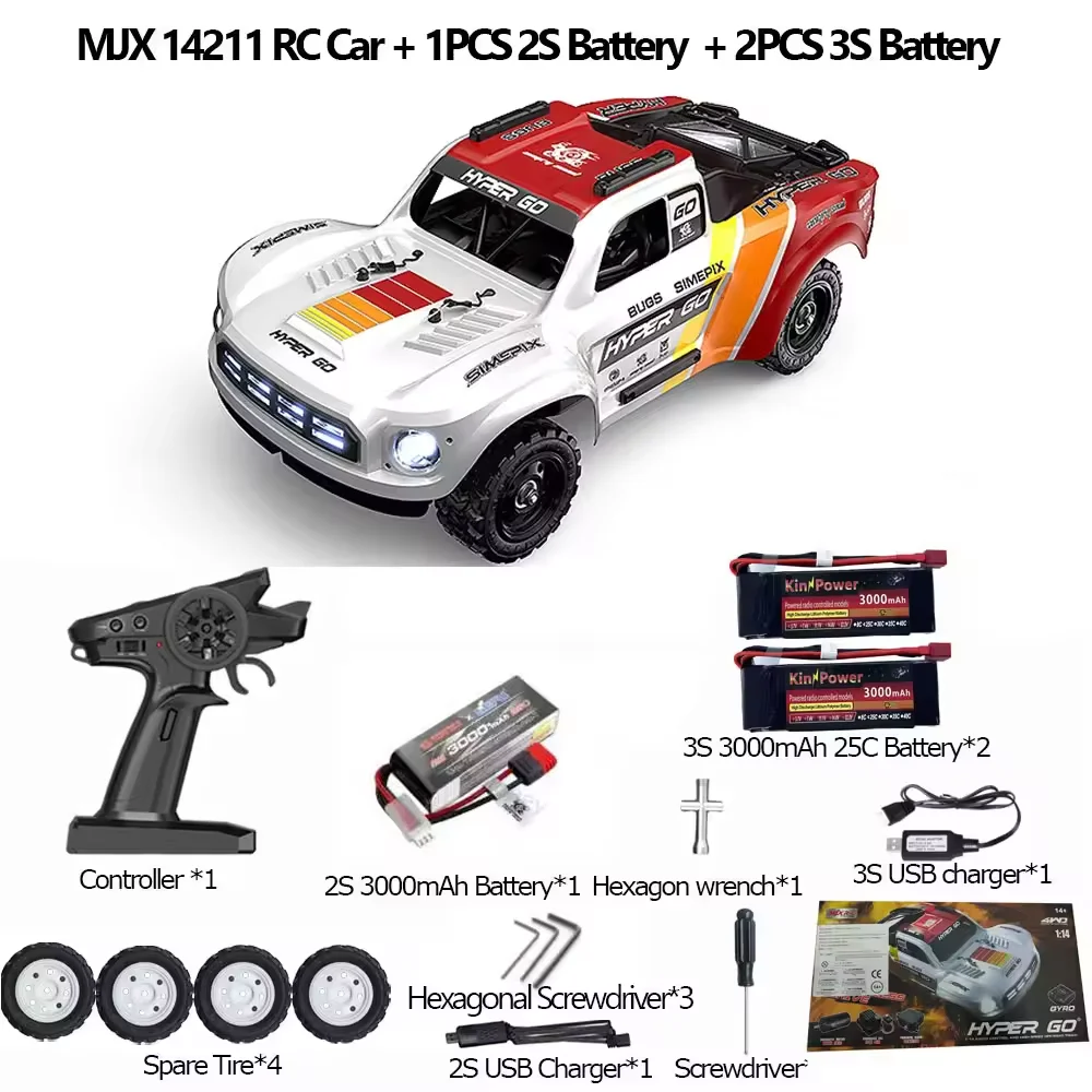 NIEUW MJX Hyper GO 14211 1/14 RC auto 2,4 GHz afstandsbedieningsmodel korte kaart 45A 70 km/u 4400KV borstelloze snelle vierwielaandrijving off-road woestijnkaart RTR jongen cadeau