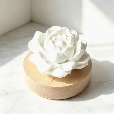 세라믹 소재의 3D 입체 아로마 장식품, 흰색, 실내 및 사무실용 향기 확산기 겸 공기 청정제