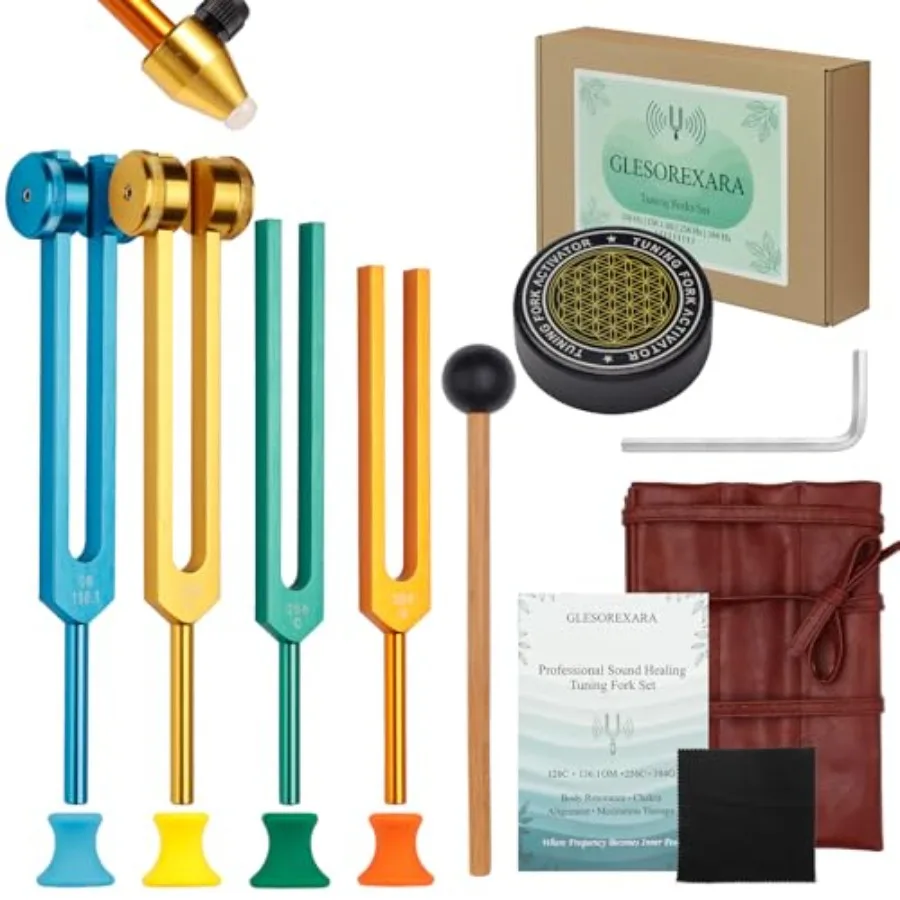 

Tuning Forks for Healing Set: 4-Color Tuning Forks 136.1Hz128Hz 256Hz 384Hz Weighted and Unweighted Sound Healing Instruments 1