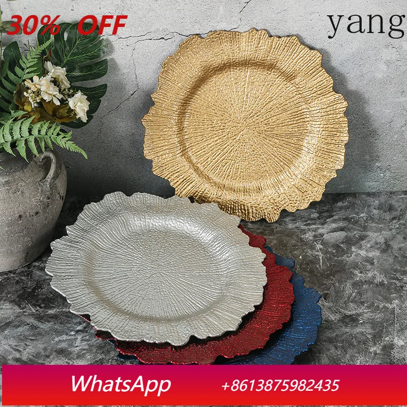 

LMM retro American irregular gilt fruit plate light luxury western food party plate