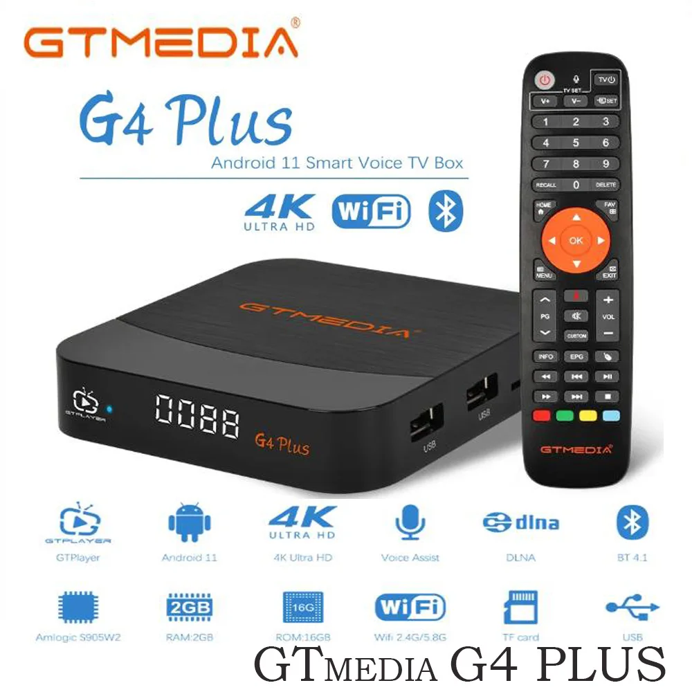 [Genuine]GTMEDIA G4 Plus Android 11 Smart TV Box Amlogic 905W2 Bluetooth Voice Remote Control WIFI UHD 4K 3D Best media player