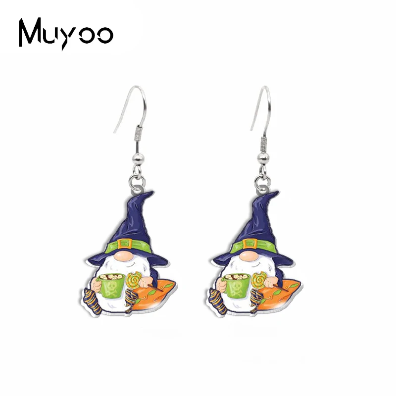 2020 New Arrival Trick or Treat Halloween Gnomes Handcraft Epoxy Acrylic Resin Fish Hook Dangle Earrings