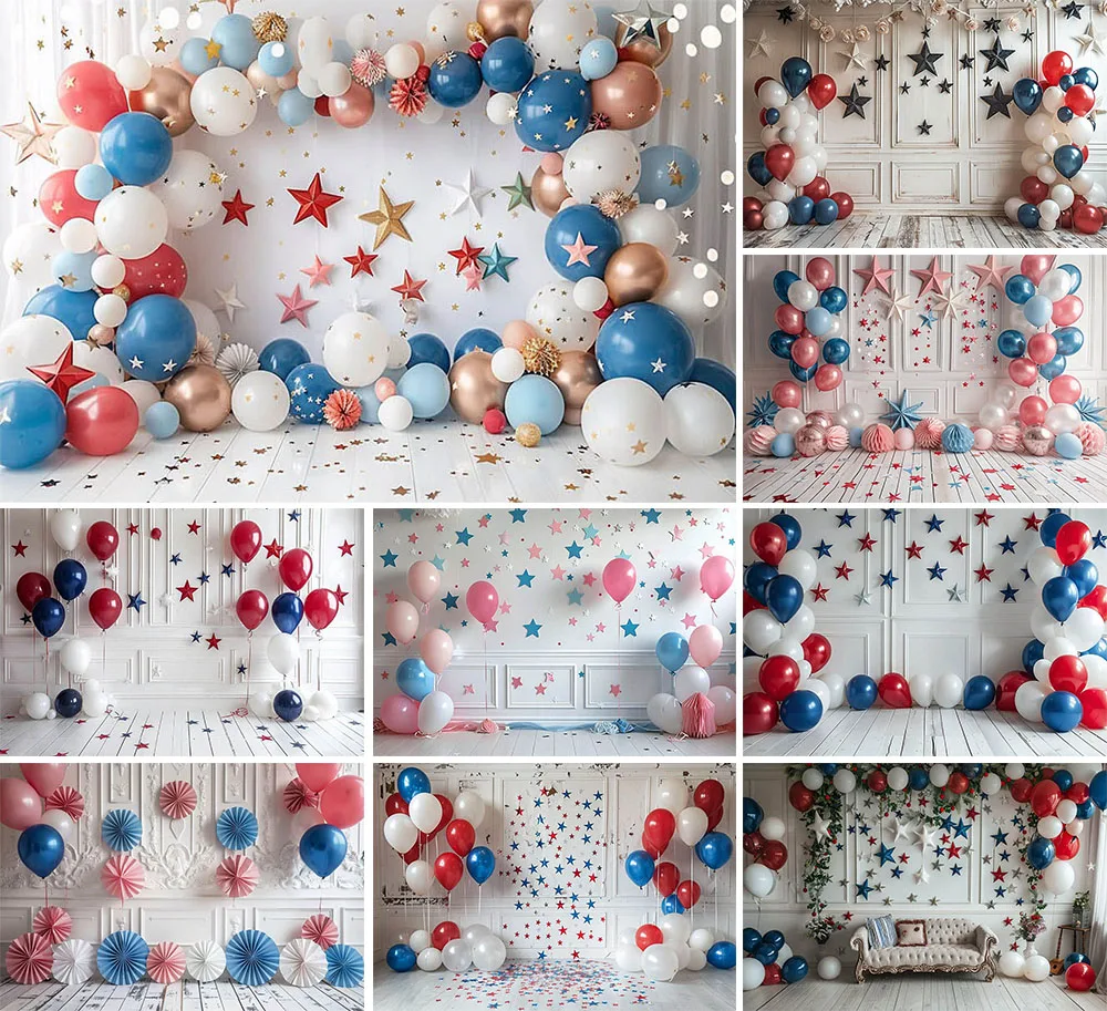 Mehofond Photography Background 4th of July Independence Balloons Kids Birthday Cake Smash Portrait Decor Backdrop Photo Studio