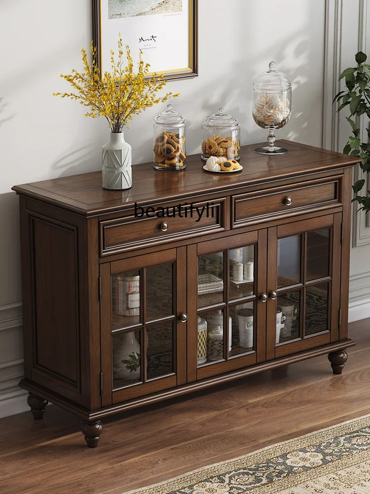 American Solid Wood Sideboard Locker Cupboard Tea Cabinet Wine Cabinet Kitchen Ash Cabinet Storage Furniture