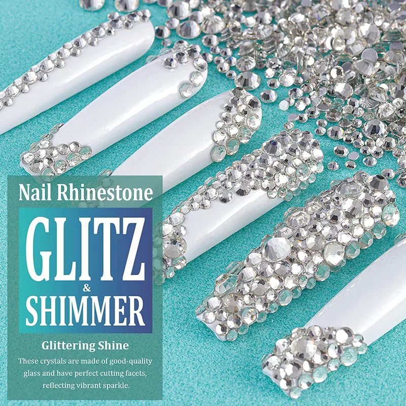 1440 Stück/Beutel AB/Klare Runde Mini-Nageldiamanten SS3-SS20 (1,3-4mm) Flache Rückseite Nicht-Hotfix Nagelkristalle Klare AB Maniküre-Glassteine – Detail 10