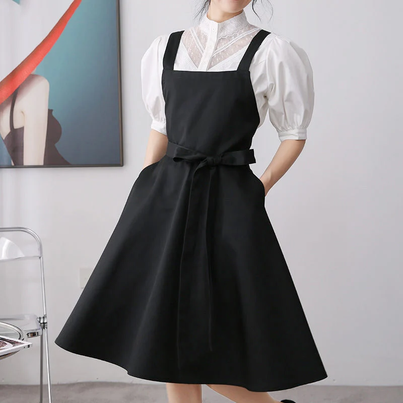 

Kitchen Cooking Apron Dress Woman Girl With 2 Pocket Hairdressing Salon Coffee Shop Waiter Work Pinafore Gardening BBQ Home Bib