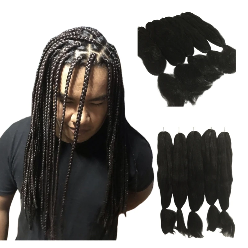 10 Packs Solid Black Color Jumbo Braids Synthetic Hair Extensions for Black Woman