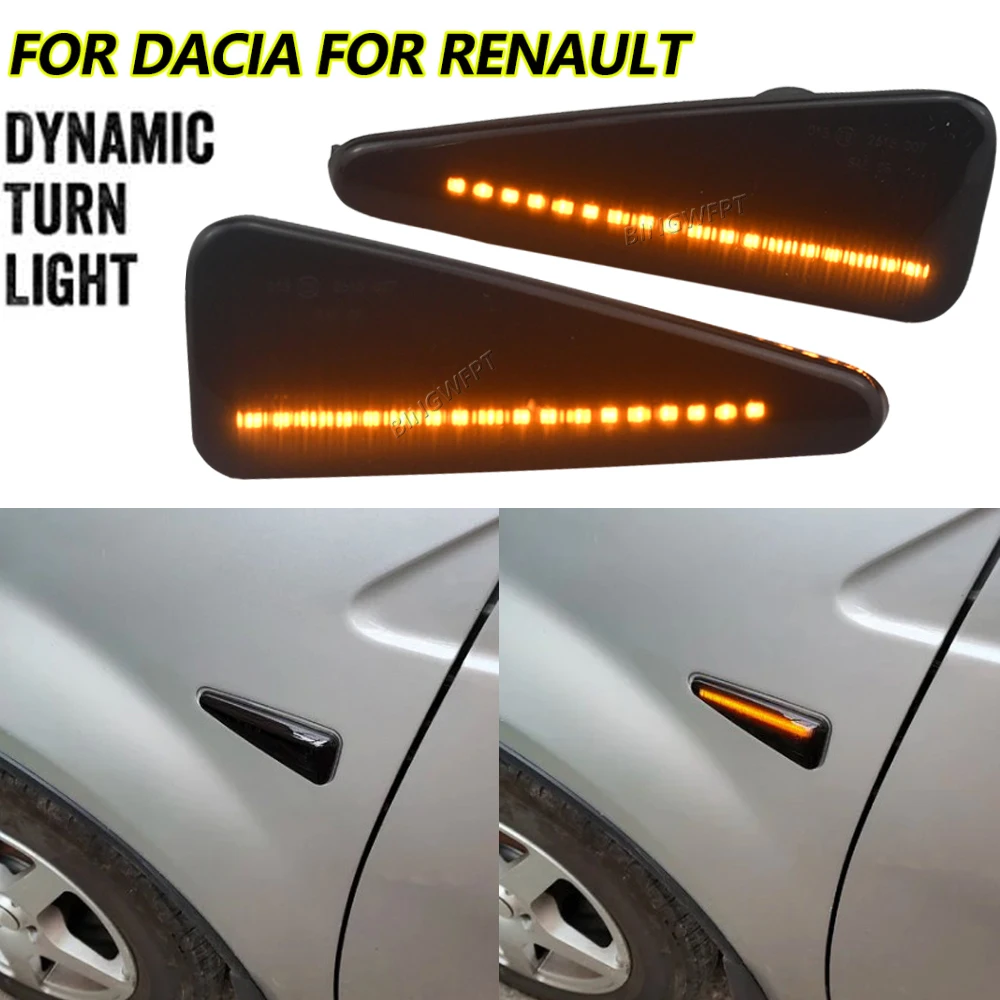 

1 пара динамических светодиодных боковых габаритных фонарей указателя поворота, мигалка для Dacia Logan Sandero I для Renault Stepway Thalia 2008-2011