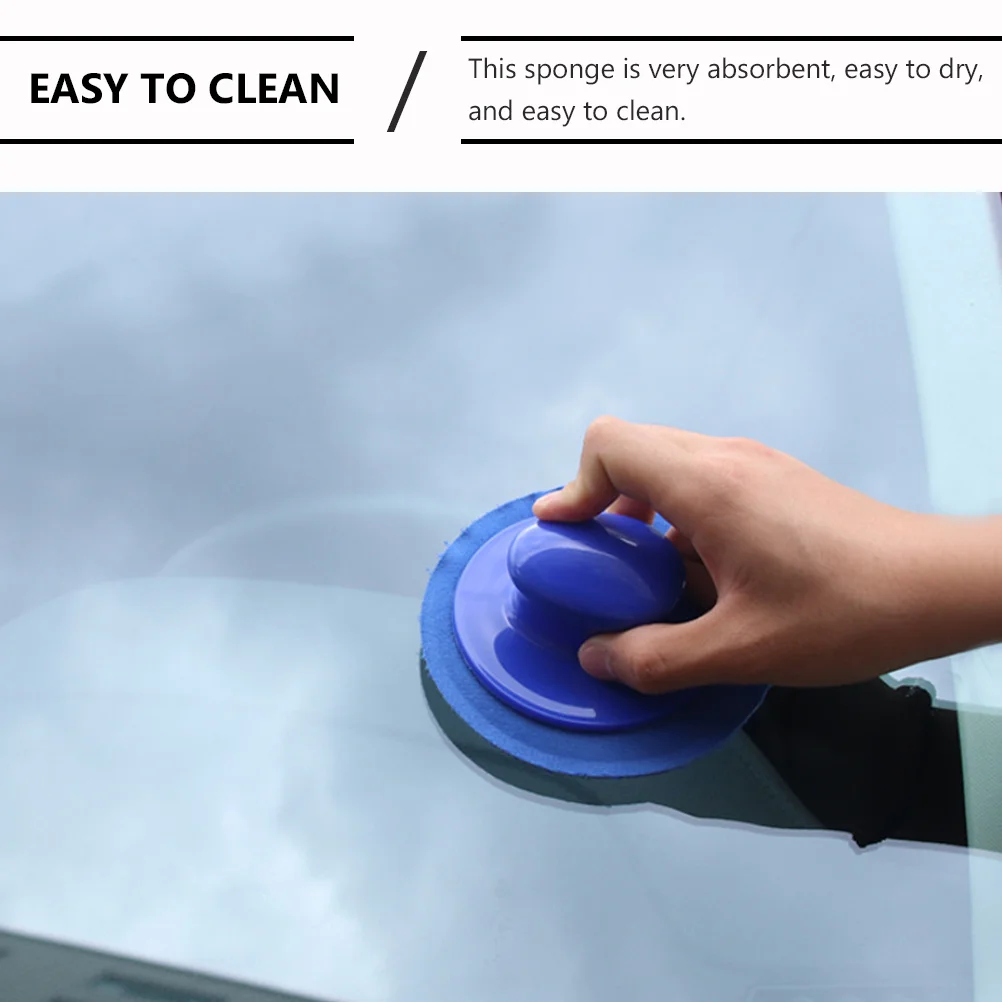 

2Pcs Polishing Sponges with Handle Fine Craftsmanship No Burrs Car Sponge Wiper for Effective Cleaning and Waxing Tasks