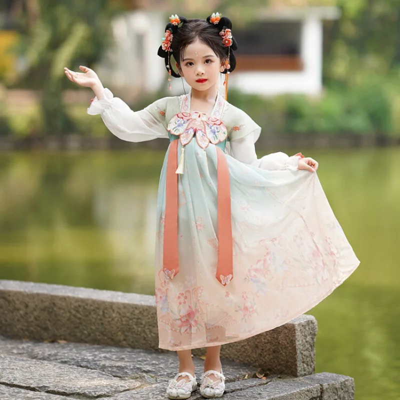 

Girls' Hanfu Autumn 2022 New Children's Mid Autumn Festival Skirt Chinese Ancient Super Fairy Improved Girls' Ru Skirt Length