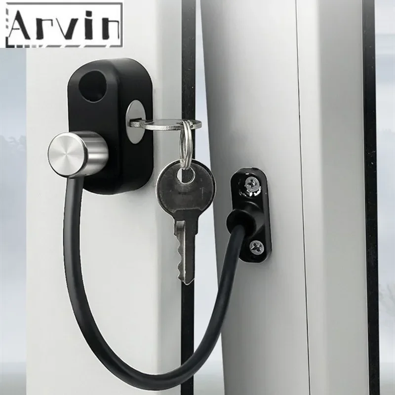 Window Security Chain Lock Window Cable Lock Restrictor Multifunctional Window Lock Door Security Guard for Baby Safety 1Pcs