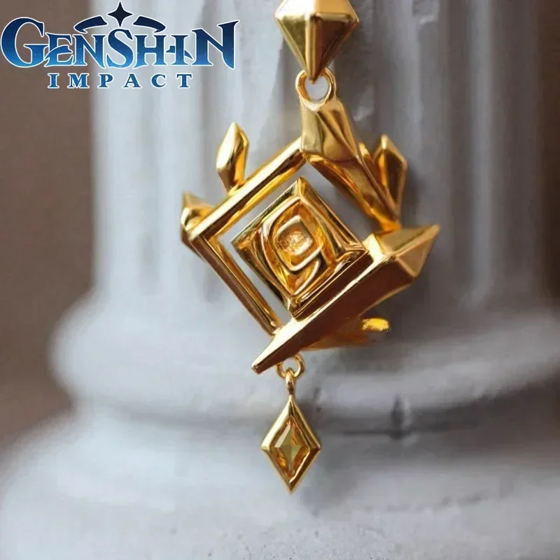 Game Genshin Impact Zhongli Geoculus Cosplay Necklace Adult Unisex Alloy Chain Choker Jewelry Costume Accessories Prop