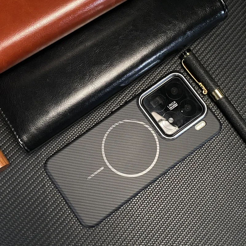 Alloy Camera Lens Carbon Fibre Texture Phone Case For Xiaomi Mi 15pro 15 14 Ultra 14Pro Magnetic Charge PC Hard Protective Cover