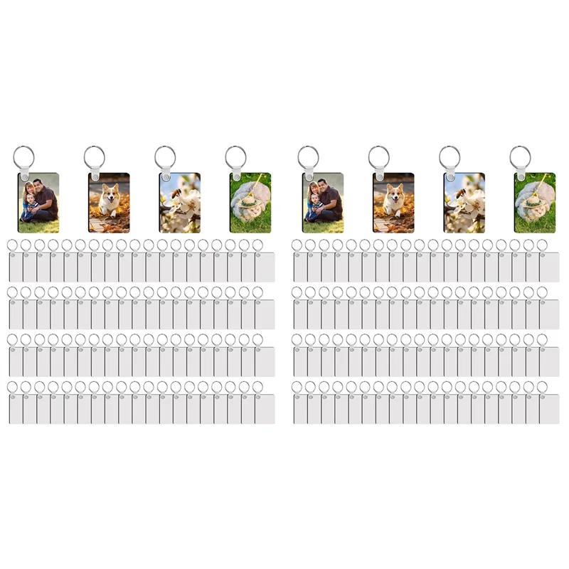 

AT05-480Pcs Sublimation Keychain Blanks Double Sides Include 80 MDF Sublimation Keychains Blank With 160 Rings And Clips