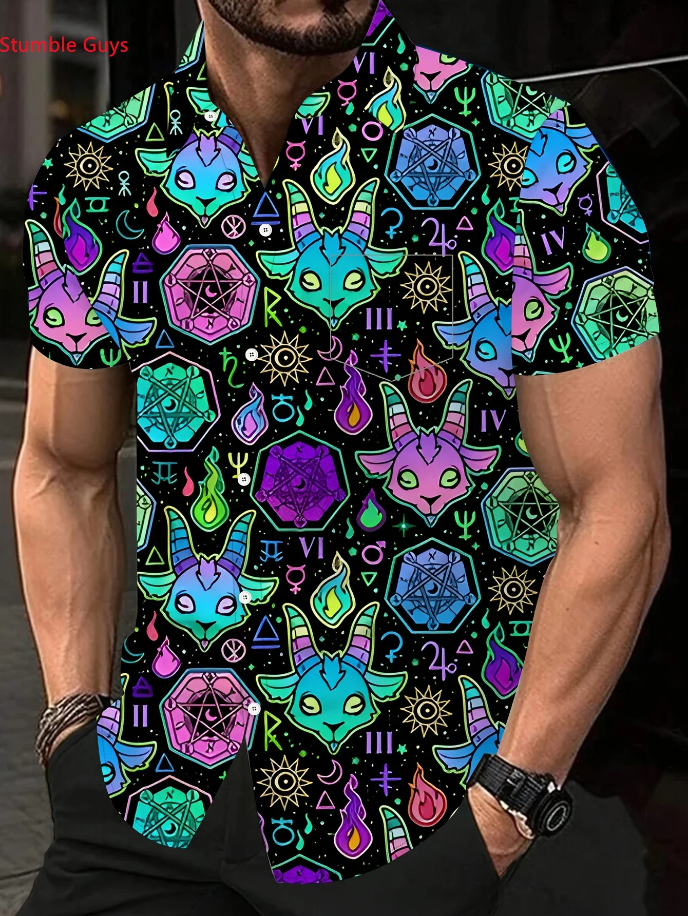 

Summer High Street Fashion Men's Hawaiian Shirt Man Short Sleeve Loose Print Casual Beach Party Street Style Tops