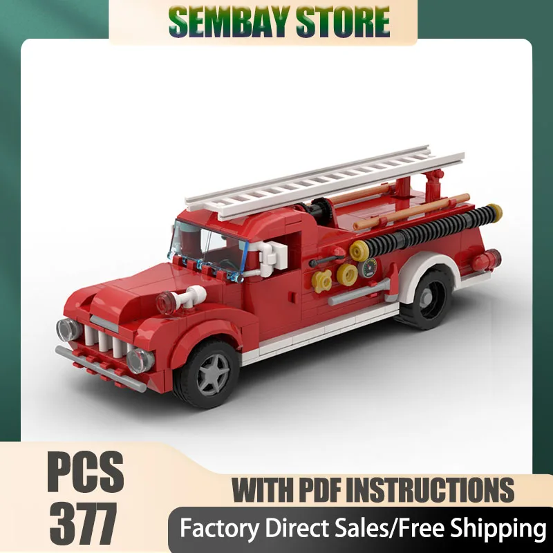 

Модель пожарной машины Moc, строительные кирпичи, модульная модель 1950-х годов, технологические блоки, рождественские игрушки «сделай сам», строительные подарки