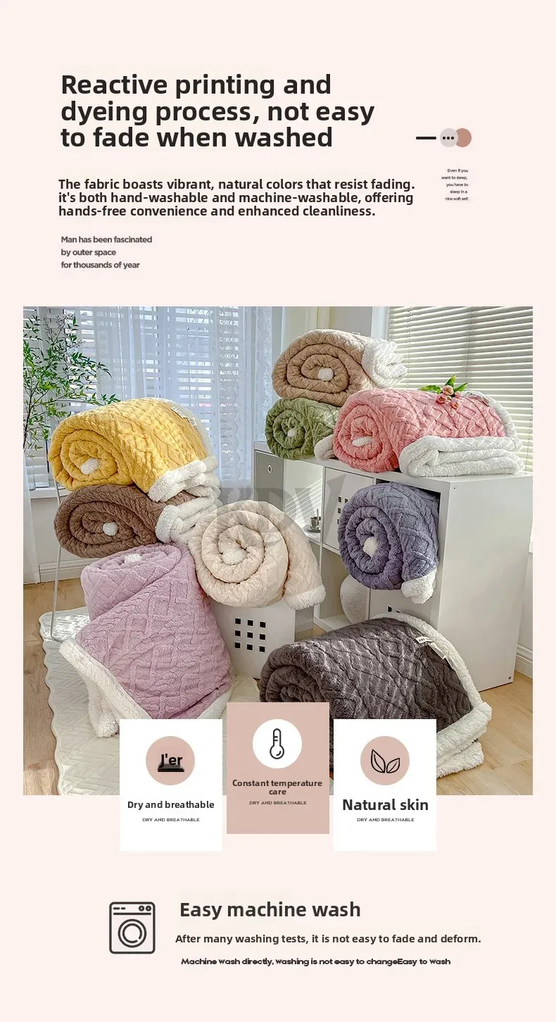 Double Layer Fleece Blanket Autumn Winter Thick Warm Office Nap Throw Blankets for Sofa Bed Single Double Soft Plush Comforter