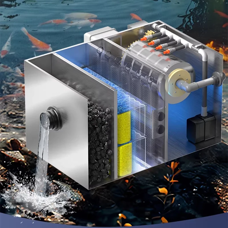 Stainless Steel Fish Pond Filter Silent Water Circulation System Dedicated Backwash Drum Microfilter for Koi (Customized)