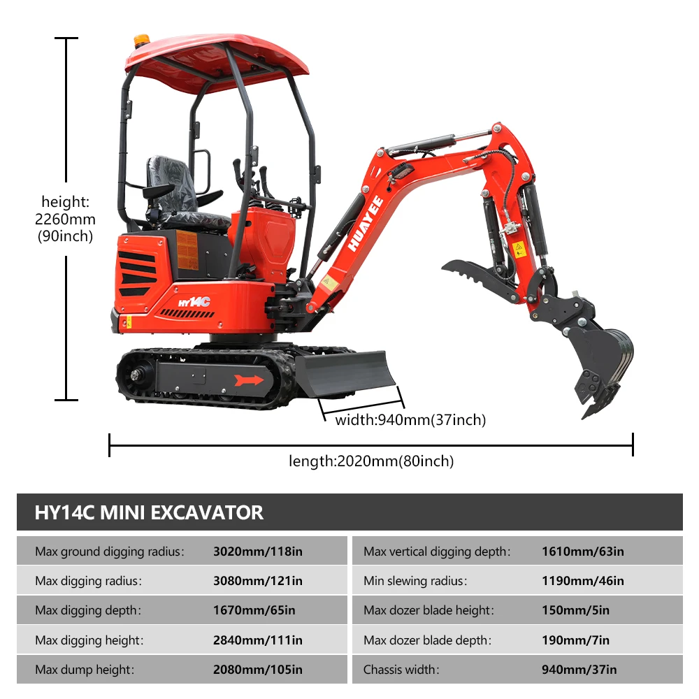 Pagamento completo, non un deposito Mini Escavatore: un escavatore cingolato compatto da 1,4 tonnellate, adatto per lavori di costruzione e paesaggistica