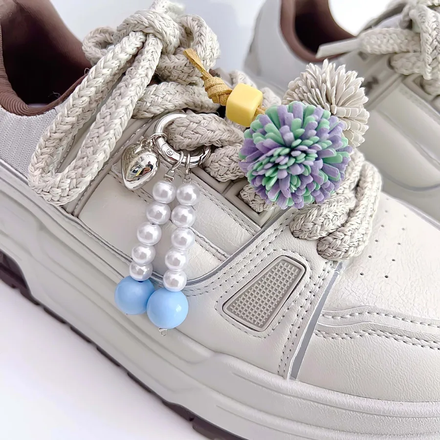 Cute Macaron Color Shoe Flower Charms Pinecone Pompom Tassel Pendant Buckle Multi-use DIY Accessories for Shoes Handbag Decorate