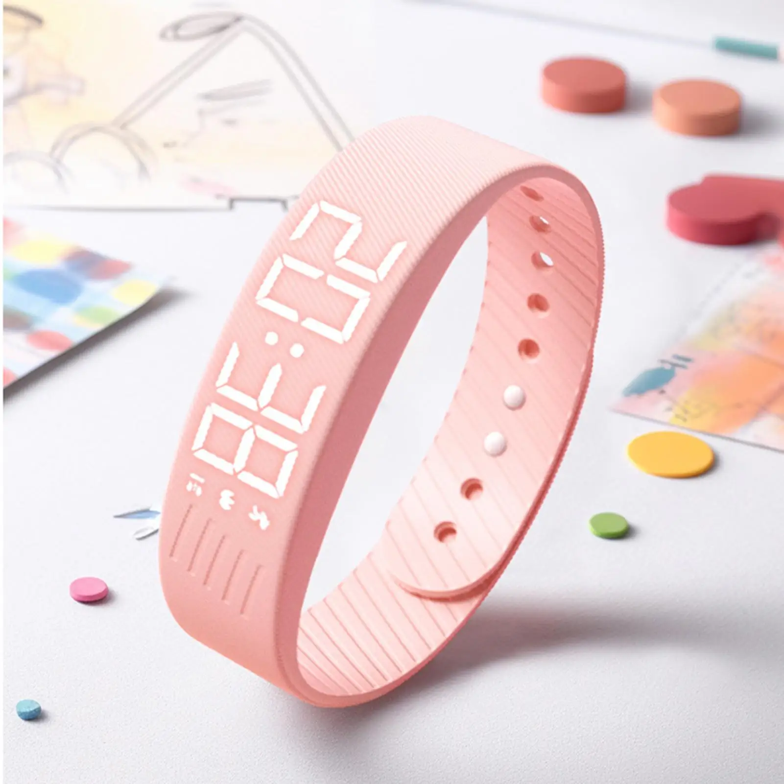 アラーム付き腕時計振動アラームリストバンドスマートウォッチサイレント調整可能なスマートウォッチリストバンド時計旅行学校スポーツ用