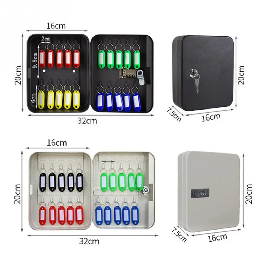 Metal Wall Mounted Car Lockable Password Key Cabinet Box 20 Positions Combination Lock Box Car Key Box Key Safe