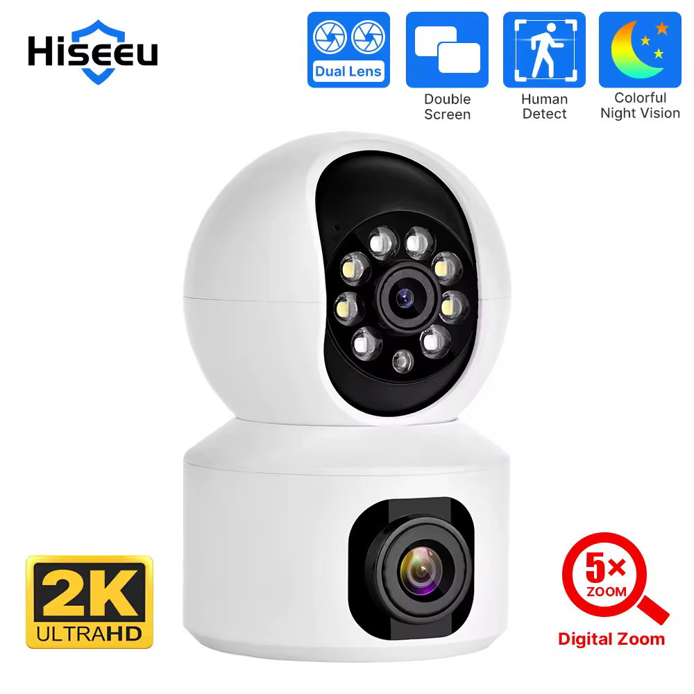 Hiseeeeu 2k 4mp ptz מצלמת IP WiFi אלחוטי אבטחה בית חכם מעקב מצלמה דו-כיוונית אודיו פנימי לחיות מחמד צג מצלמה