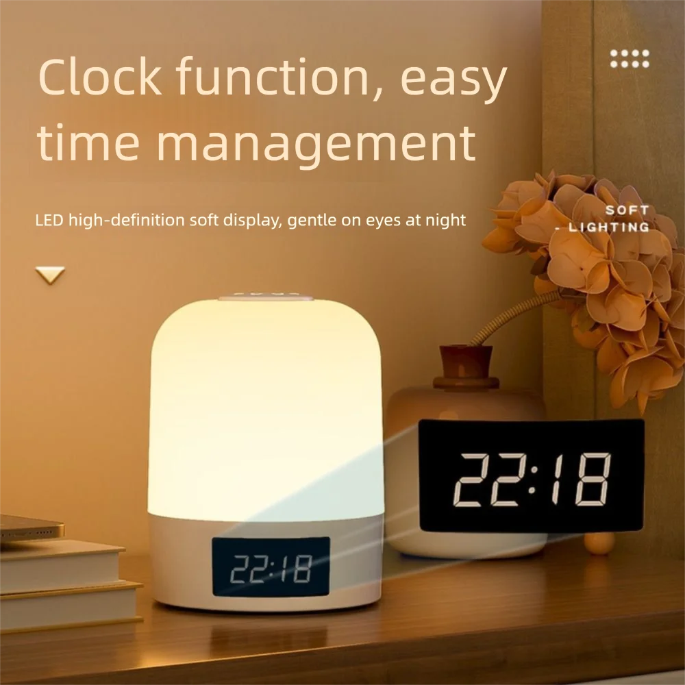 

Atmosphere Light 3 Color Touch Night Light Digital Clock Dimming Sleeping Lamp Creative Remote Control LED Table Lamp Nursery