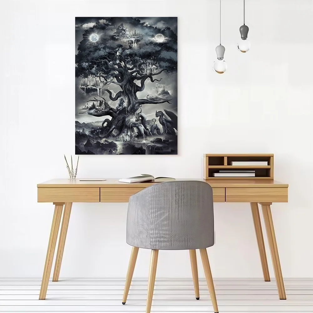 Yggdrasil Norse World Tree Printed Canvas Poster Personalized High Quality Wall Art Paintings for Living Room Decorations Mural