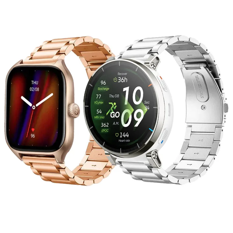 Armband für Amazfit Active 3 Premium/GTS 2 4 Mini, für Amazfit BALANCE 2/Active Max 48 BIP6 5 GTR 4/3 Pro 2e, Metallarmband.