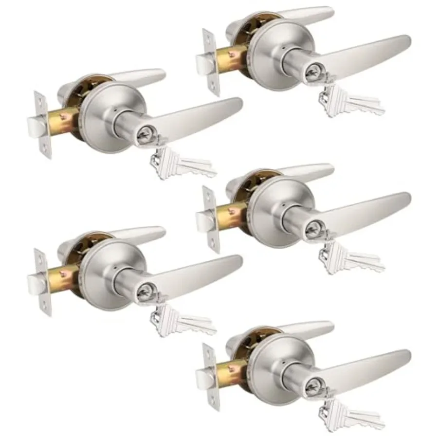 

Pack Keyed Entry Door Lever Lock for Exterior Door Handleset, keyed Alike Each with Keys All Same Key in Satin Nickel Finish, C
