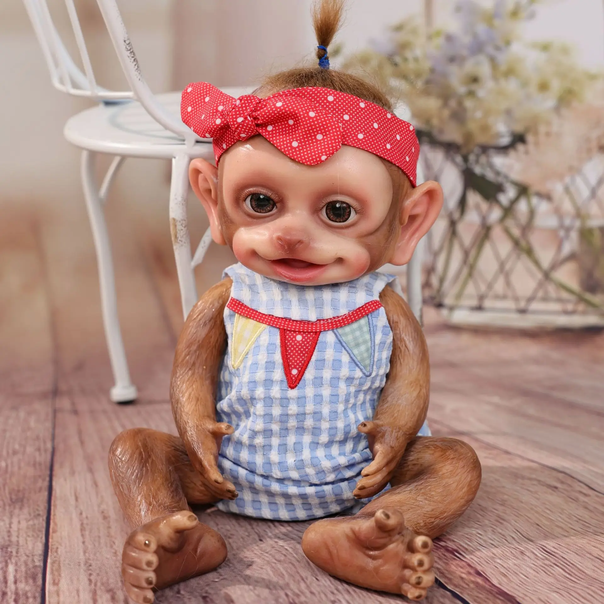 13-Inch Solid Silicone Monkey Rebirth Doll Pinch Toy Doll Simulation Baby Monkey