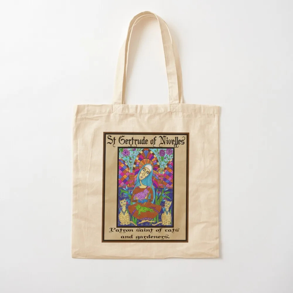 

St Gertrude of Nivelles Tote Bag custom tote bag shopper bags Lady bags Canvas Tote Bag