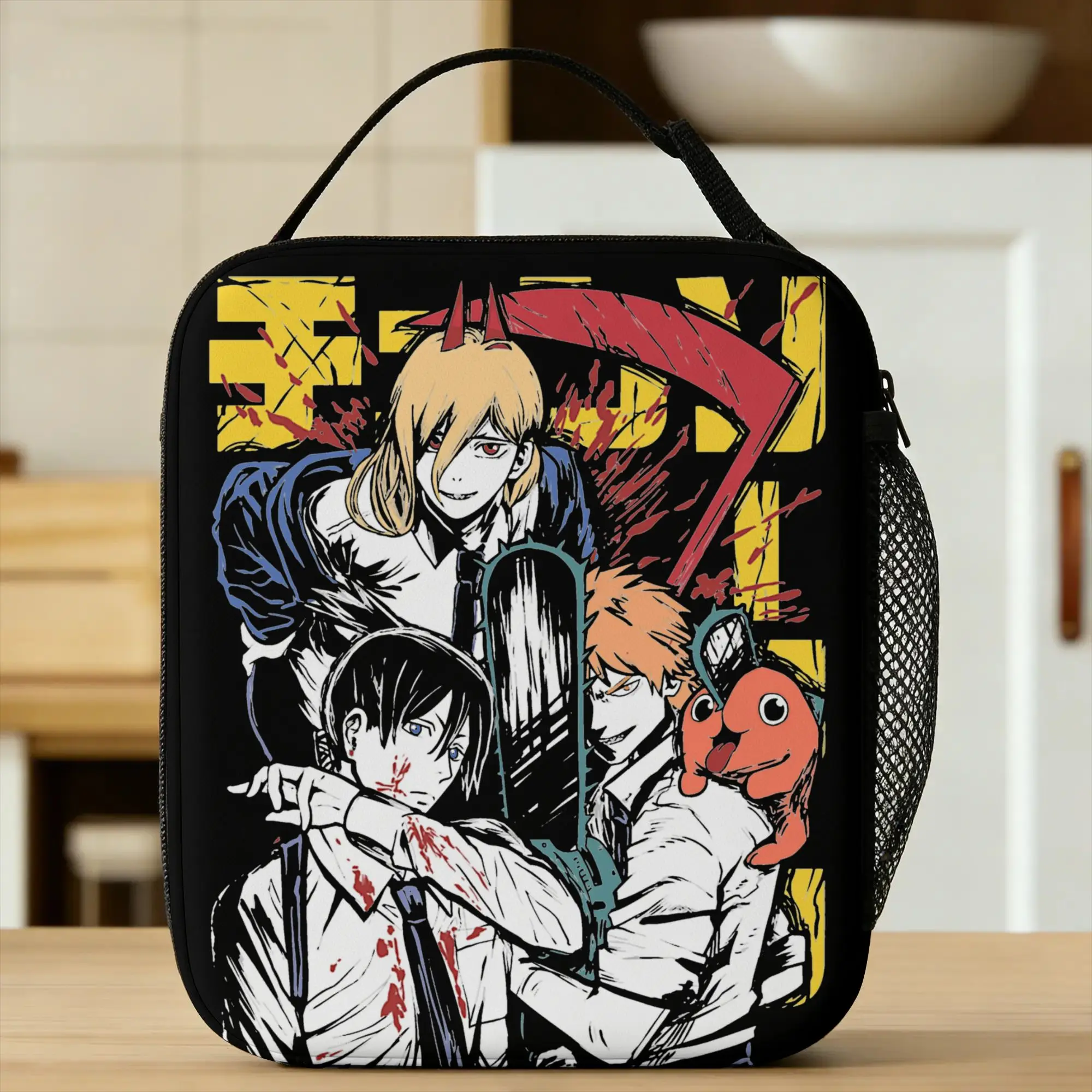C-Chainsaws Man Anime Insulated Lunch Bags Thermal Bag Reusable,Lunch Container Monster Portable Lunch Box Tote Food Handbags
