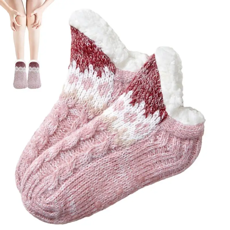 Winter Slipper Socks Lambswool Cozy And Non-Slip Socks Single Size Socks Women's Fashion For Living Room Bedroom Dining Room