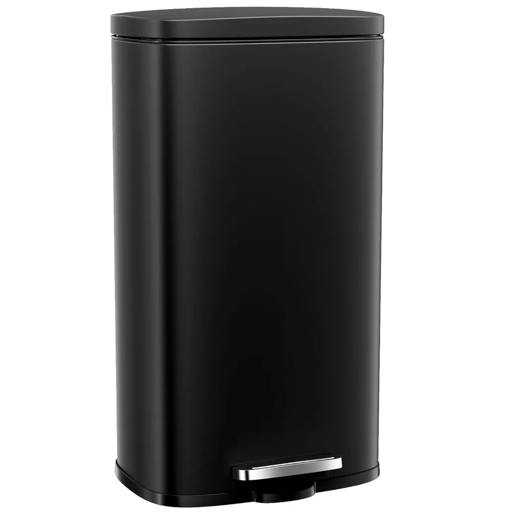 

8 Gallon Step Trash Can, Stainless Steel, Soft-Close, Fingerprint-Proof, 30L, Black