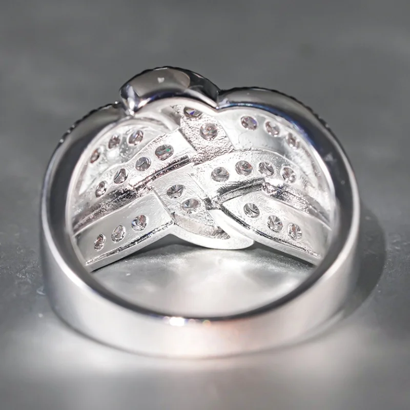 Huitan Bezaubernder Damenring mit Kreuz-Design, wunderschöner, voller, heller CZ-Stein, Party-Damen-Finger-Hochzeitsaccessoires, eleganter, trendiger Schmuck – Detail 9