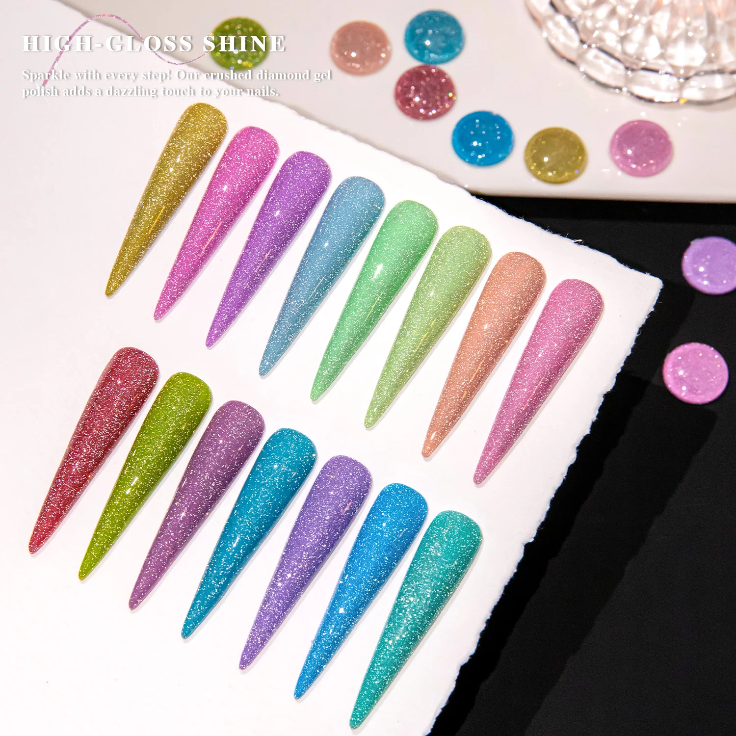 

Vendeeni 15 цветов супер блестящий Macaron Flash Gel Polish Коллекция БЕСПЛАТНО TPO HEMA OEM блестящий светоотражающий диско-гель-лак для ногтей