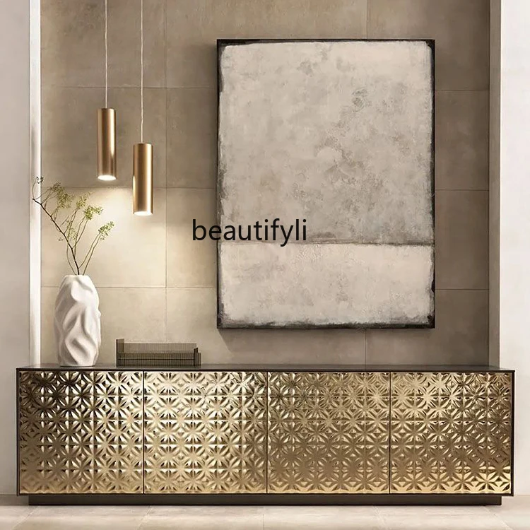 

Italian light luxury TV cabinet, postmodern simplicity in the living room, solid wood paint storage, high-end sense