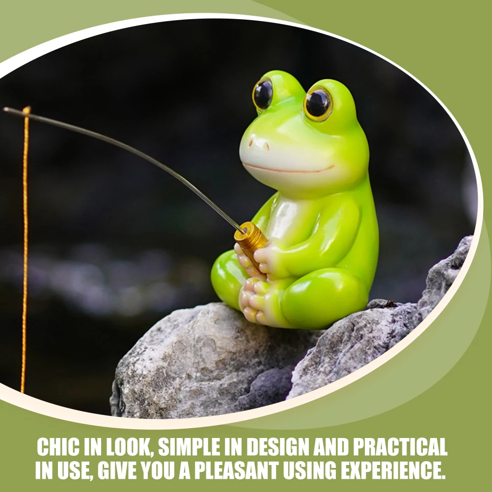 

Adorable Frog Fishing Decor Resin Ornaments Mini Animal Model Small Tank Pet Supplies Home Desk Accessories Gift Idea