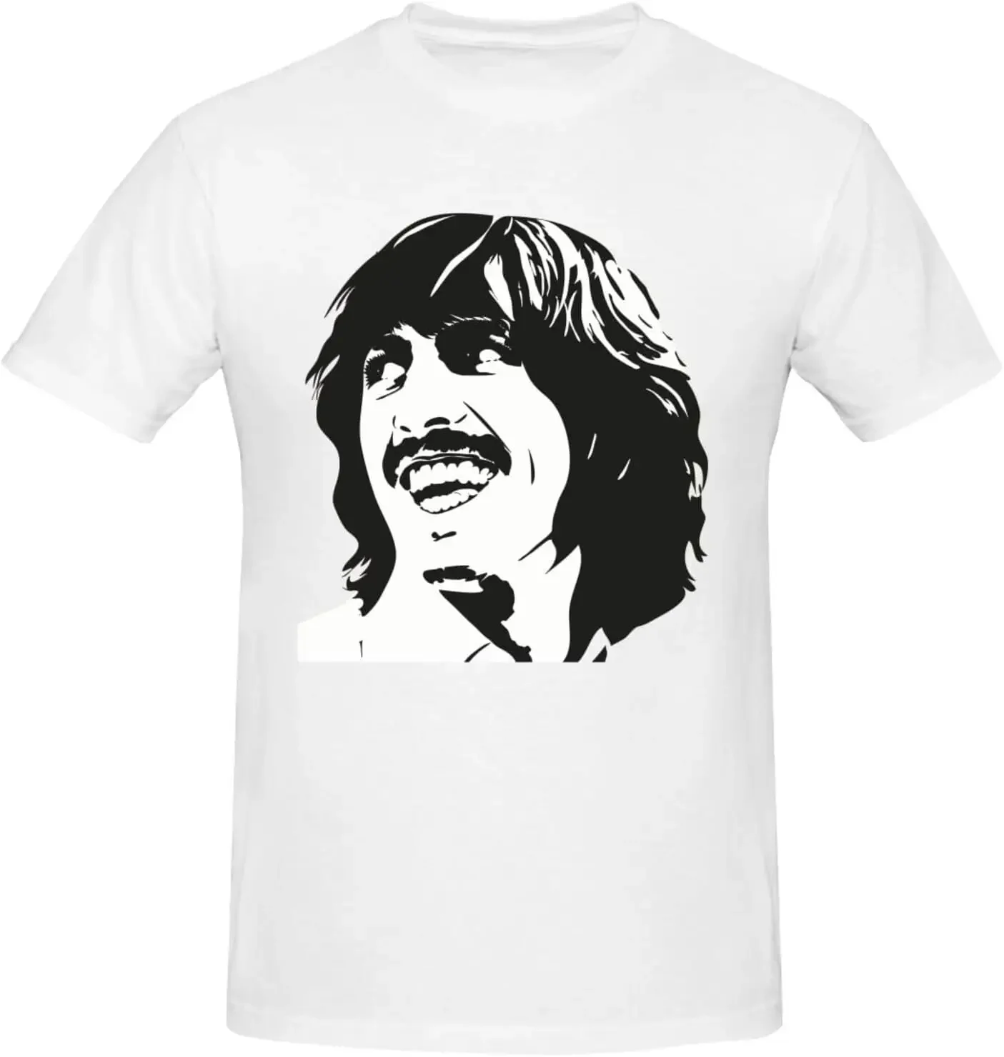 George Music Harrison Men's Basic Pure Short Sleeve Crew Neck Plain T-Shirt Unisex Classic Casual Sport Tee Black