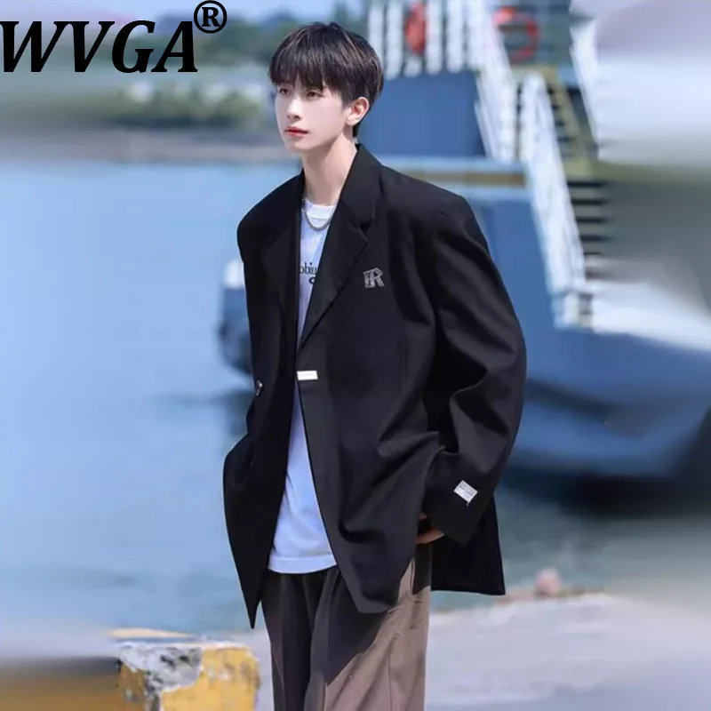 

WVGA весна осень новый мужской темный костюм Tide модный костюм с отложным воротником пальто нишевый шикарный повседневный модный пиджак с металлическими пуговицами W16372